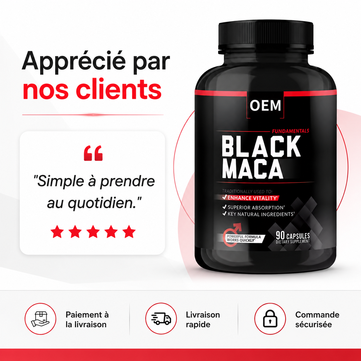 Capsules d'extrait de Racine de Maca - Pour la force, l'Endurance et le Soutien des Performances naturels
