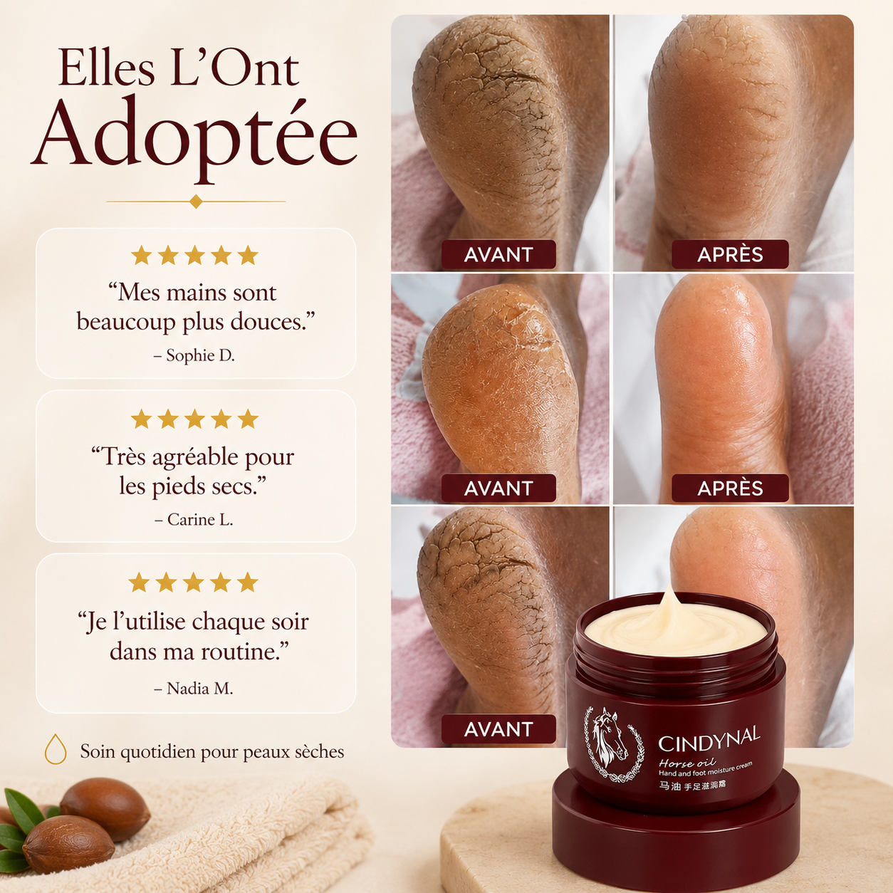 Crème Réparatrice Mains, Pieds et Talons Secs