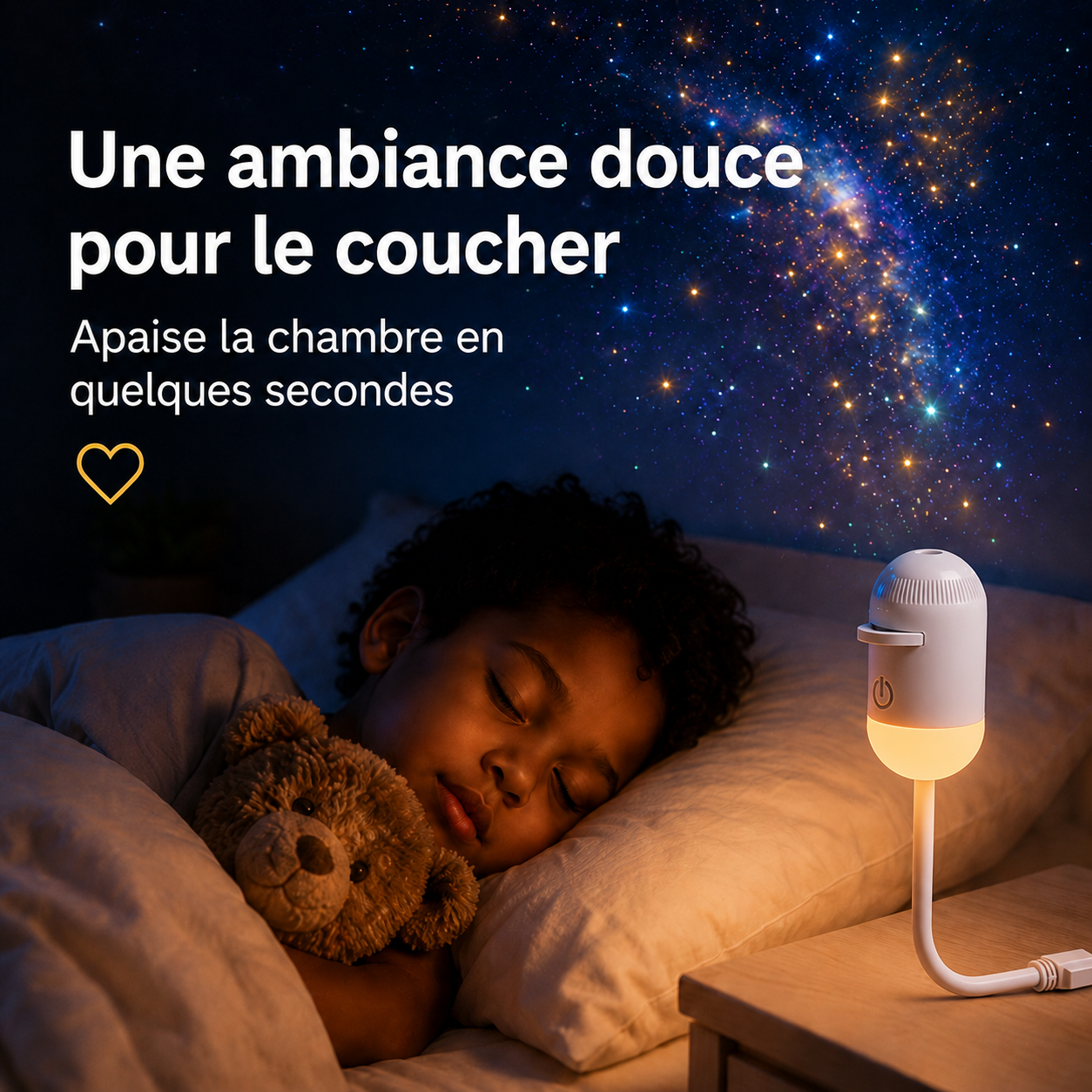 Veilleuse USB 2-en-1 + Projecteur Galaxie avec Diapositives à Changement Rapide