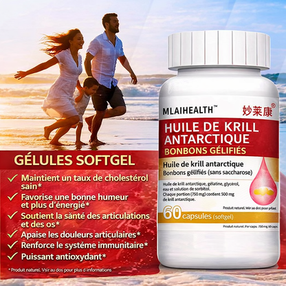 Capsules Huile de Krill Oméga 3 et Astaxanthine